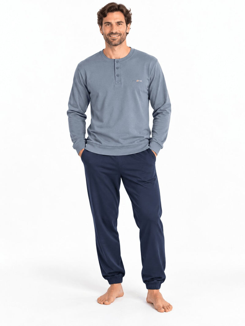Pigiama Uomo You & Me 837 caldo cotone interlock maglia avion pantalone blu