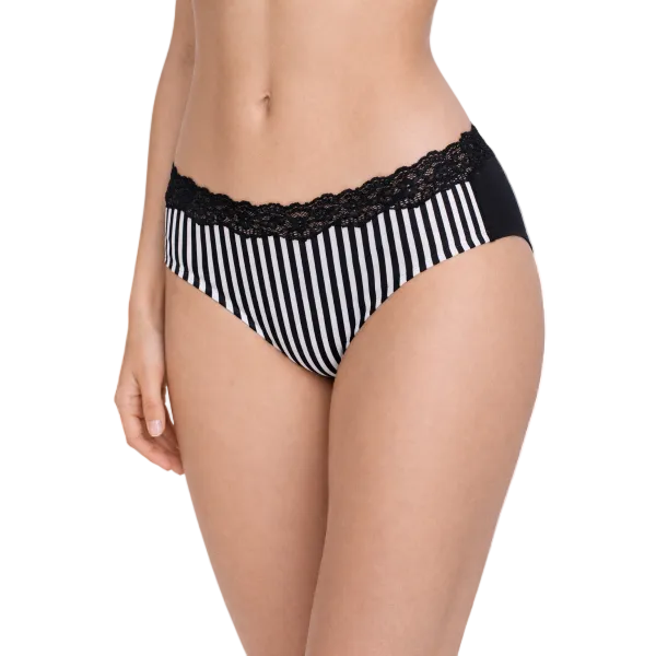 Slip Donna Nero rigato Moda in Cotone e Pizzo Jadea Chic 6321