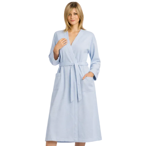 Vestaglia Donna Celeste Incrociata in Cotone